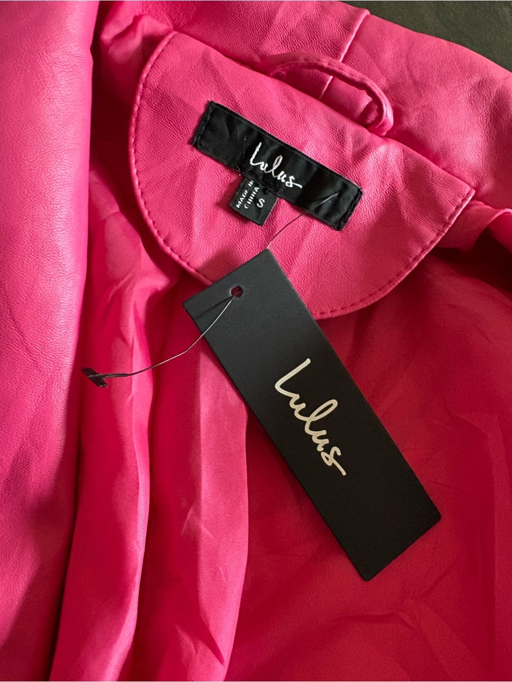 Lulu's Hot Pink Faux Leather Moto Jacket Small - Picture 3 of 10